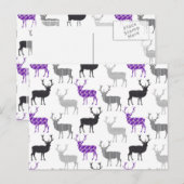 Paarse herten herten hert kerstpatroon feestdagenkaart (Voorkant / Achterkant)