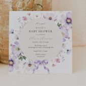 Paarse Het is een Meisje Bloemen Bow Baby shower Kaart
