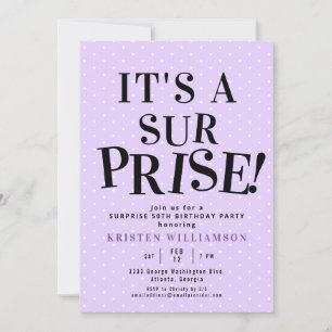 Paarse Het is een Verrassing 50ste Verjaardag Kaart