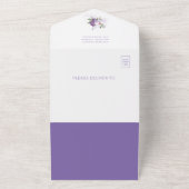 Paarse Hete Luchtballon Olifant Baby shower All In One Uitnodiging (Buitenkant)