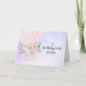 Paarse Hete Luchtballon Verjaardag Kaart (Voorkant)