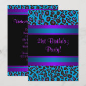 Paarse hete roze luipaard vrouwen 21e verjaardag kaart (Voorkant / Achterkant)