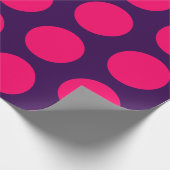 paarse & hete roze Polk Stippen verjaardag Cadeaupapier (Hoek)