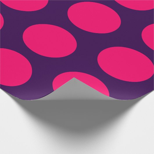 paarse & hete roze Polk Stippen verjaardag Cadeaupapier (Hoek)