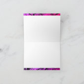 Paarse hete roze tropische palmblad script monogra bedankkaart (Binnen)