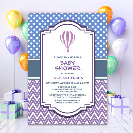 Paarse heteluchtballon Baby shower Kaart
