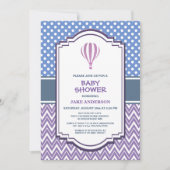 Paarse heteluchtballon Baby shower Kaart (Voorkant)