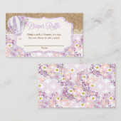 Paarse heteluchtballon, geschikt voor het vervaard informatiekaartje (Voorkant / Achterkant)