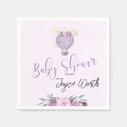 Paarse heteluchtballonvaarder servet (Voorkant)