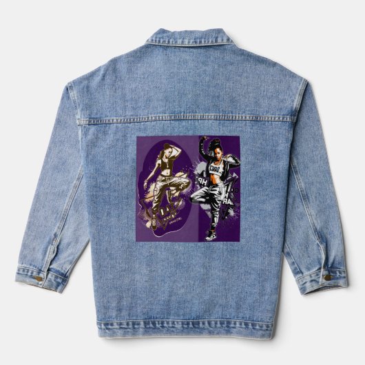 Paarse heupregen denim jacket (Achterkant)