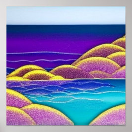 Paarse heuvels door het Poster van de Oceaan