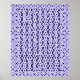 Paarse Hexagon Maze Poster