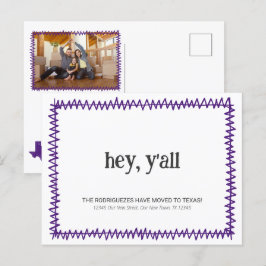 Paarse Hey Y'all - Verhuisd naar Texas Briefkaart