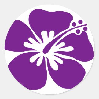 paarse hibiscus aloha bloem ronde sticker