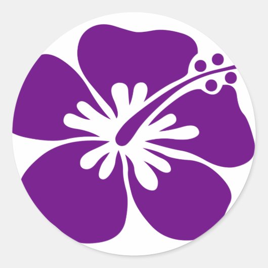 paarse hibiscus aloha bloem ronde sticker (Voorkant)