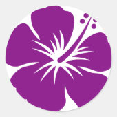 Paarse hibiscus aloha ronde sticker (Voorkant)