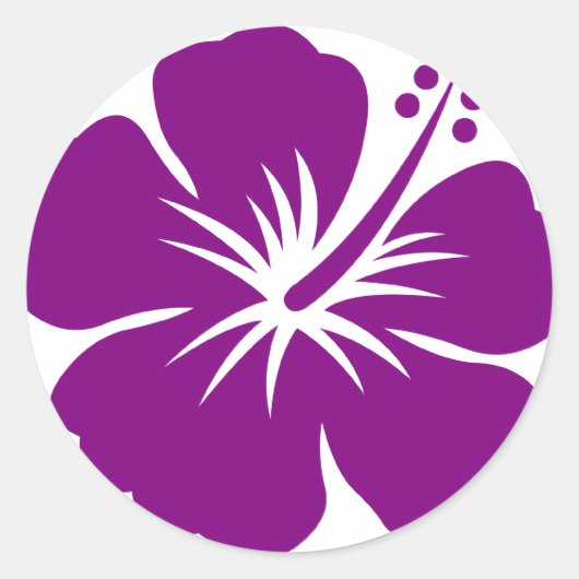 Paarse hibiscus aloha ronde sticker (Voorkant)