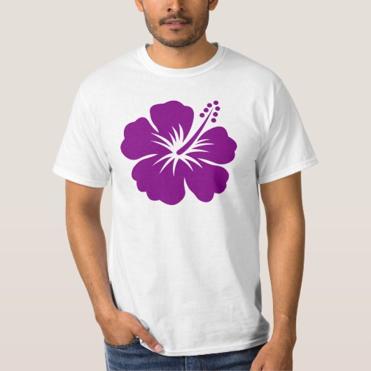 Paarse hibiscus aloha t-shirt (Voorkant)