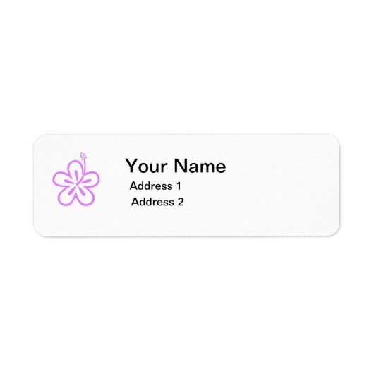 paarse hibiscus bloem adres label (Voorkant)