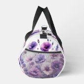 Paarse Hibiscus Bloemen op Witte Duffel Bag Plunjezak (Rechts)