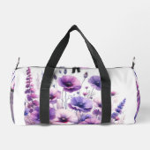 Paarse Hibiscus Bloemen op Witte Duffel Bag Plunjezak (Achterkant)