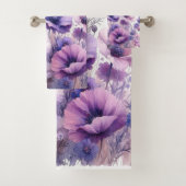 Paarse Hibiscus Bloemige Waterverf Bad Handdoek (Insitu)