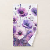Paarse Hibiscus Bloemige Waterverf  Bad Handdoek (Handdoek)