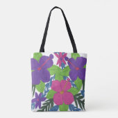 Paarse Hibiscus Bouquet Canvas tas (Achterkant)