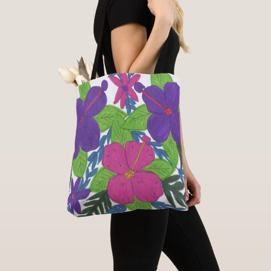 Paarse Hibiscus Bouquet Canvas tas (Dichtbij)
