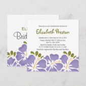 Paarse Hibiscus Bridal Shower Invitations Kaart (Voorkant / Achterkant)