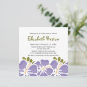Paarse Hibiscus Bridal Shower Invitations Kaart (Staand voorkant)