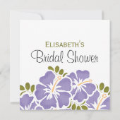 Paarse Hibiscus Bridal Shower Invitations Kaart (Achterkant)