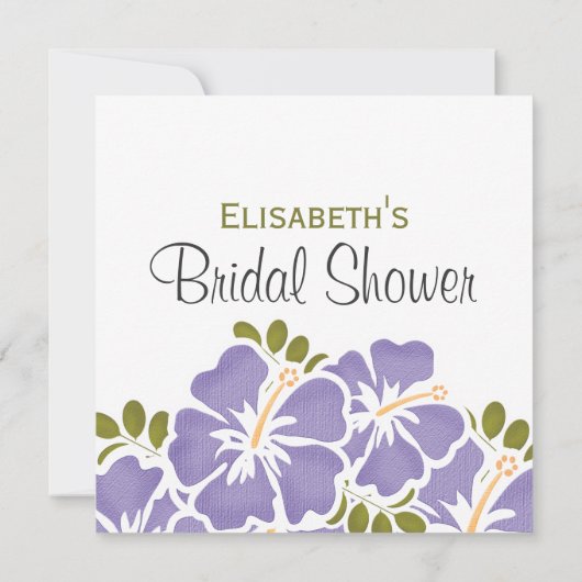 Paarse Hibiscus Bridal Shower Invitations Kaart (Achterkant)