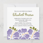 Paarse Hibiscus Bridal Shower Invitations Kaart (Voorkant)