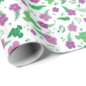 Paarse Hibiscus Cadeaupapier (Rol Hoek)