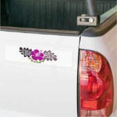 Paarse hibiscus en bladeren bumpersticker (Op Truck)
