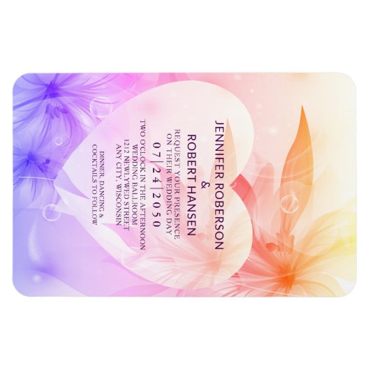 Paarse Hibiscus Flowers Heart Dewdrops Wedding Mag Magneet (Horizontaal)