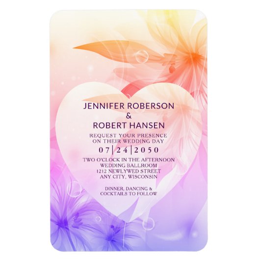 Paarse Hibiscus Flowers Heart Dewdrops Wedding Mag Magneet (Verticaal)