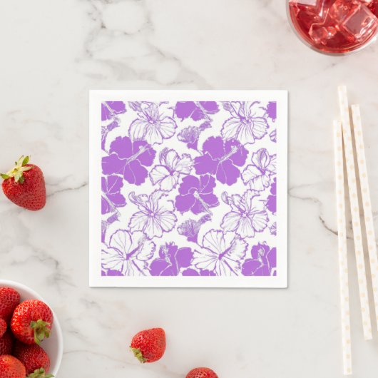 Paarse Hibiscus Hawaiian flower Pattern Napkins Servet (Insitu)