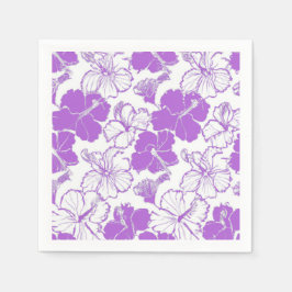 Paarse Hibiscus Hawaiian flower Pattern Napkins Servet