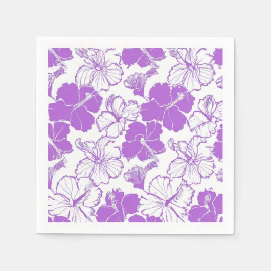 Paarse Hibiscus Hawaiian flower Pattern Napkins Servet (Voorkant)