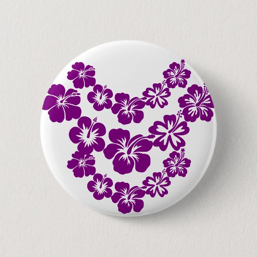 Paarse hibiscus leis ronde button 5,7 cm (Voorkant)