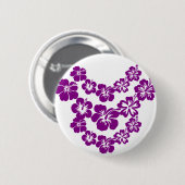 Paarse hibiscus leis ronde button 5,7 cm (Voorkant /achterkant)
