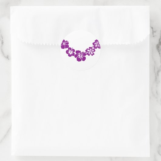 Paarse hibiscus leis ronde sticker (Tas)
