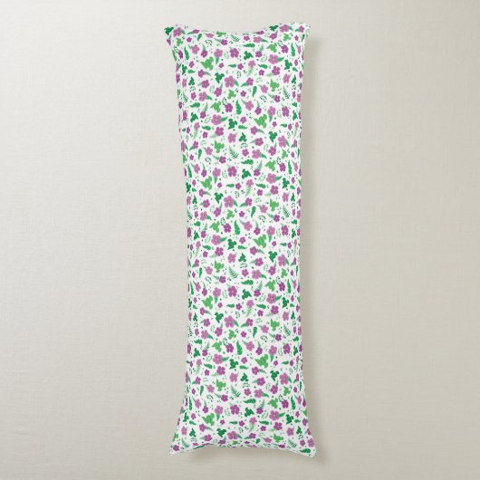 Paarse Hibiscus Lichaamskussen (Voorkant Verticaal)