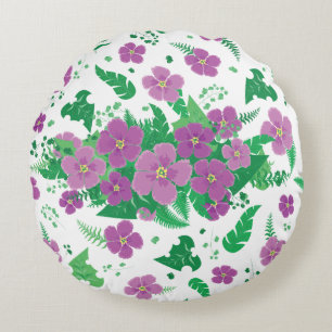 Paarse Hibiscus Rond Kussen