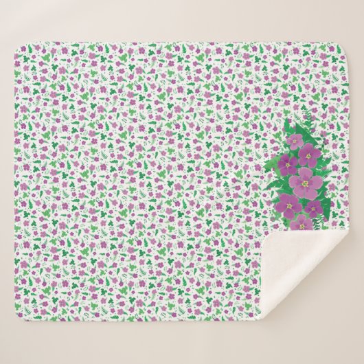 Paarse Hibiscus Sherpa Deken (Voorkant (horizontaal))