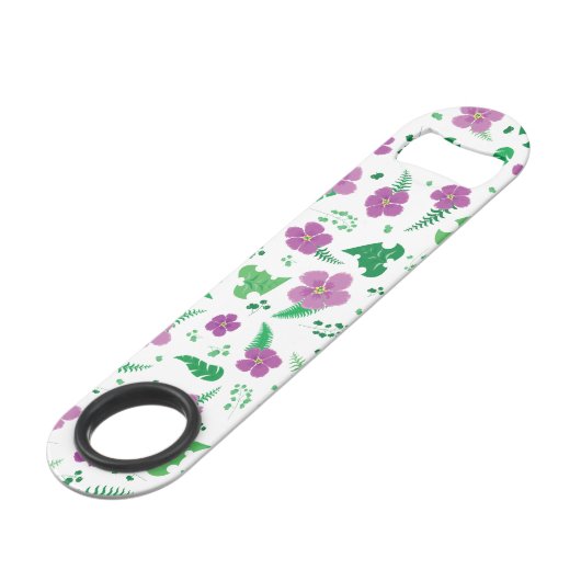Paarse Hibiscus Speed Flessenopener (Voorkant Gekanteld)