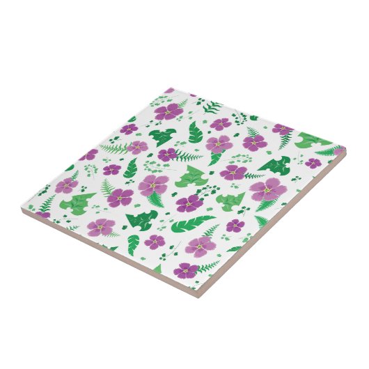 Paarse Hibiscus Tegeltje (Zijkant)