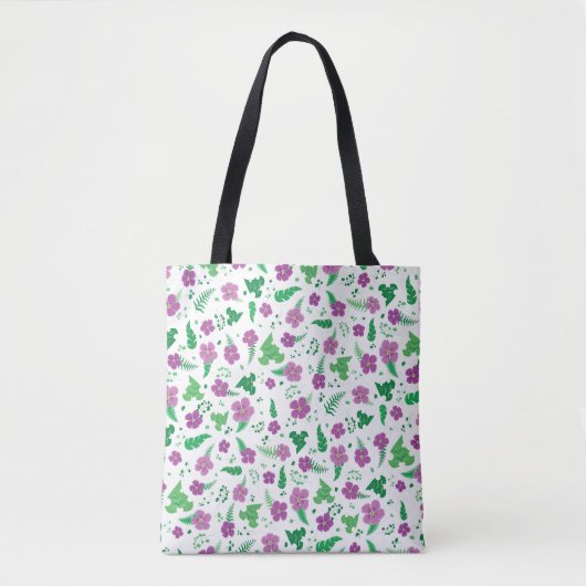 Paarse Hibiscus Tote Bag (Voorkant)